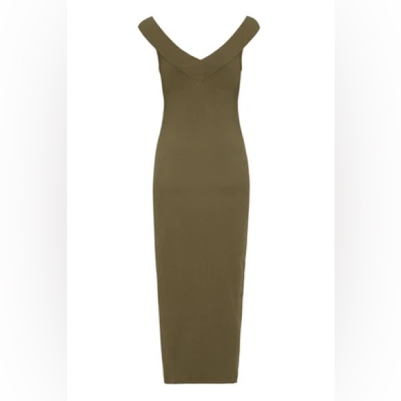 Spell & the Gypsy Collective Mazzy Ribbed Midi Dress in khaki olive green size M - Picture 5 of 11